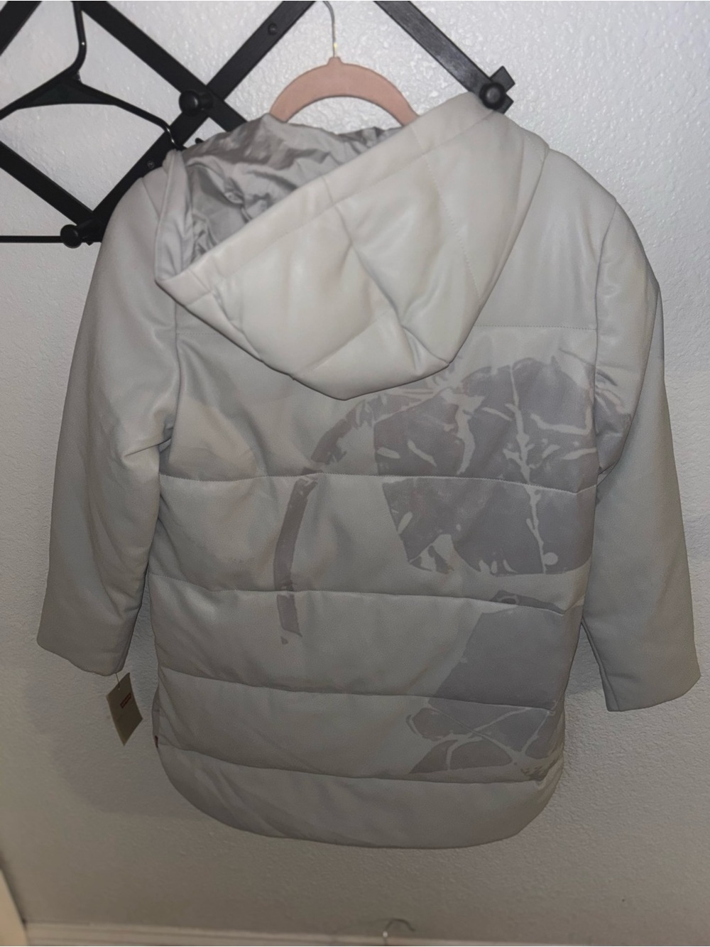 Levi’s Women’s S Ice Gray Longline Hooded Full Zip Puffer Winter Jacket/Coat NWT - Picture 5 of 5